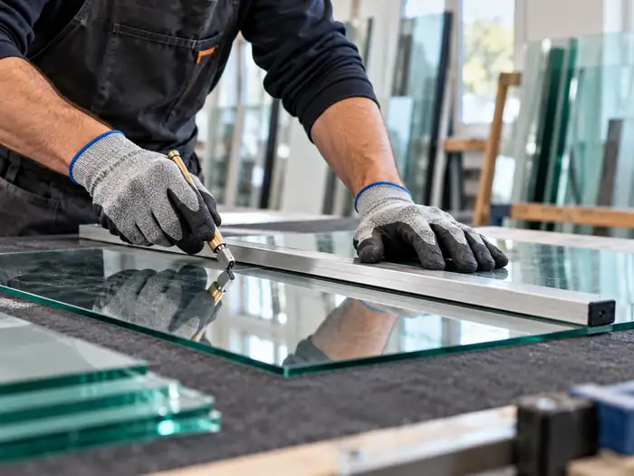 Découpe de verre sur mesure en atelier