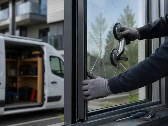Remplacement d’une vitre cassée par un vitrier