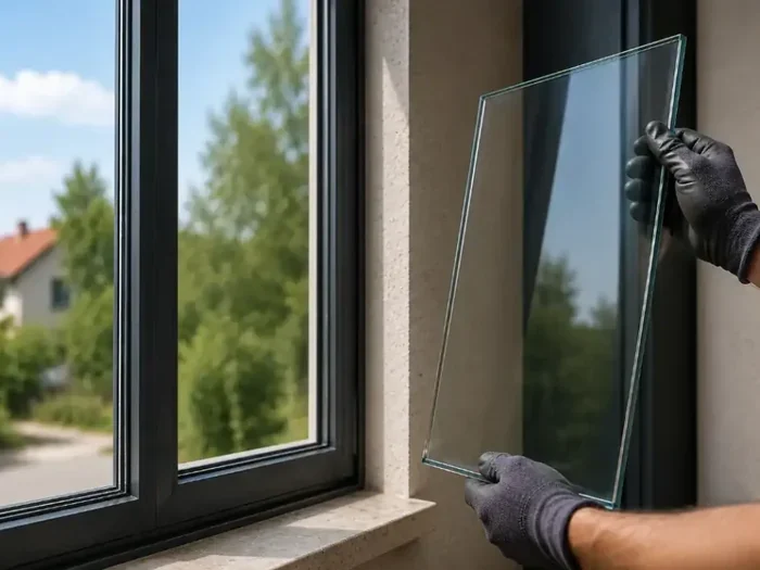 Remplacement d’une vitre cassée sur une fenêtre